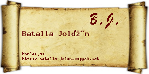 Batalla Jolán névjegykártya